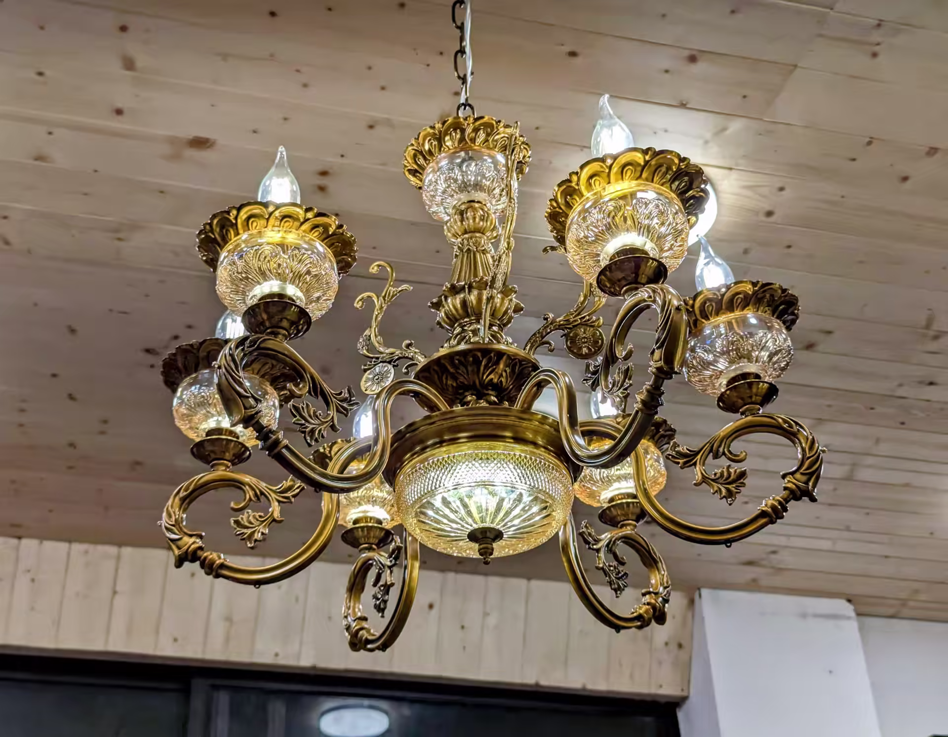 Elegant chandelier inside Bustan Bakers Dehradun bakery