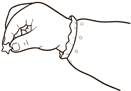 A child's hand reaching out with a star